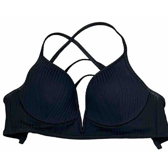 Shade & Shore 34C Bikini Top Push Up U/W Multiway Plunge Padded Black 34 C Beach - Picture 1 of 4